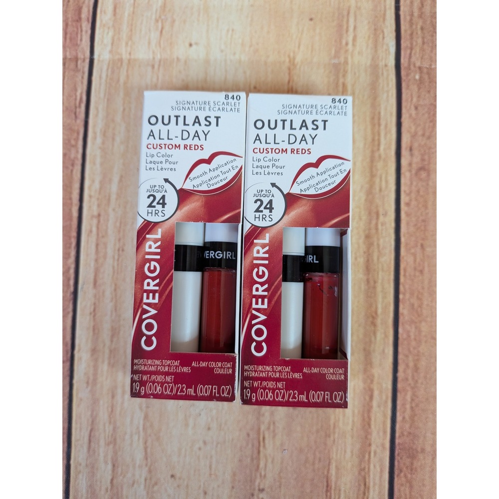 2 PK Covergirl Outlast All-Day Lip Color 840 Signature Scarlet‎ Custom Reds 24HR